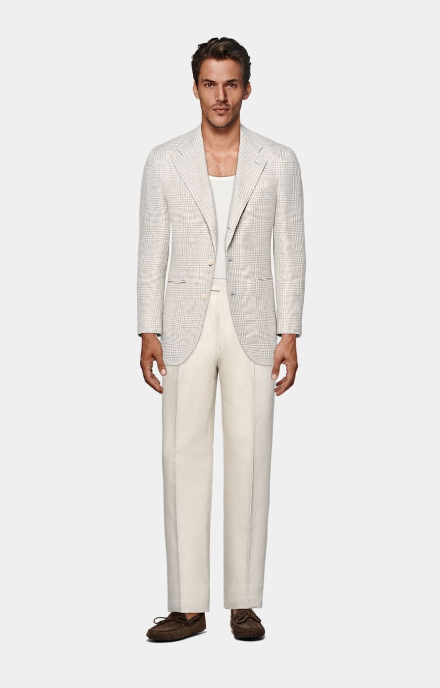 Sand Wide Leg Tapered Trousers