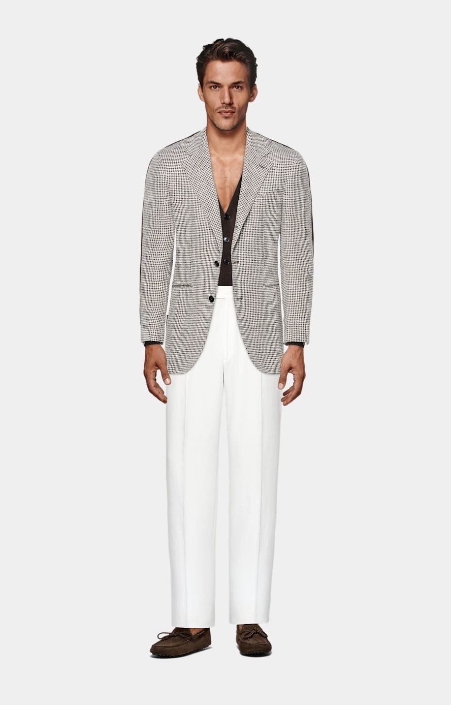 Mid Brown Checked Relaxed Fit Roma Blazer
