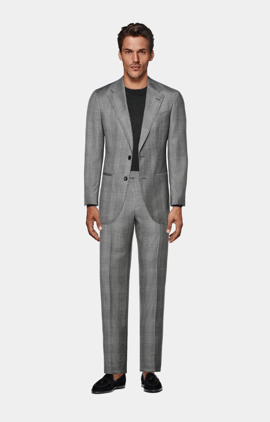 Mid Grey Checked Tailored Fit Havana Suit