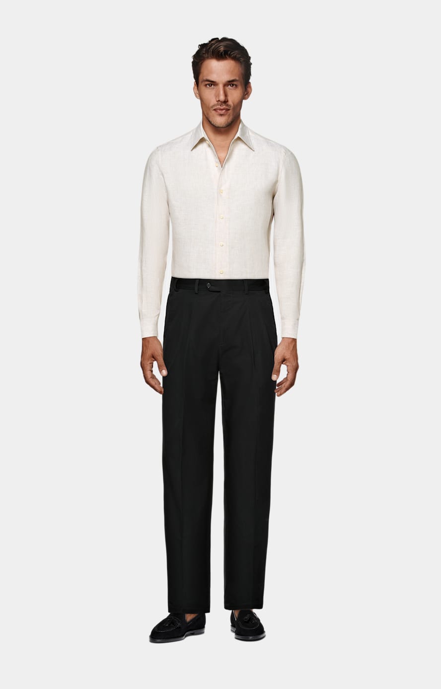 Sand Striped Tailored Fit Shirt