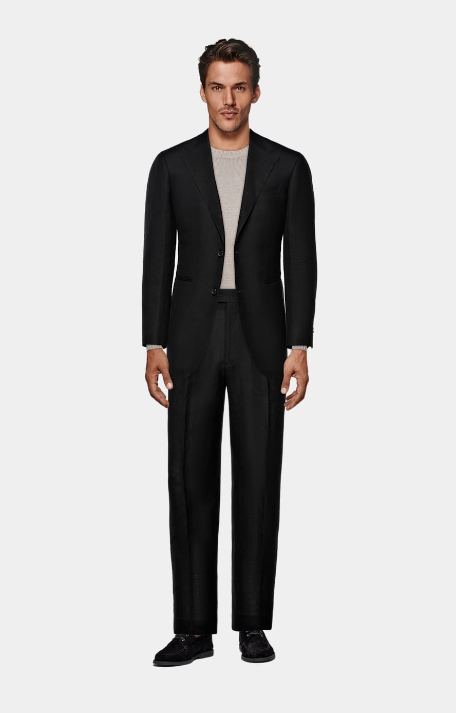 Black Relaxed Fit Roma Suit