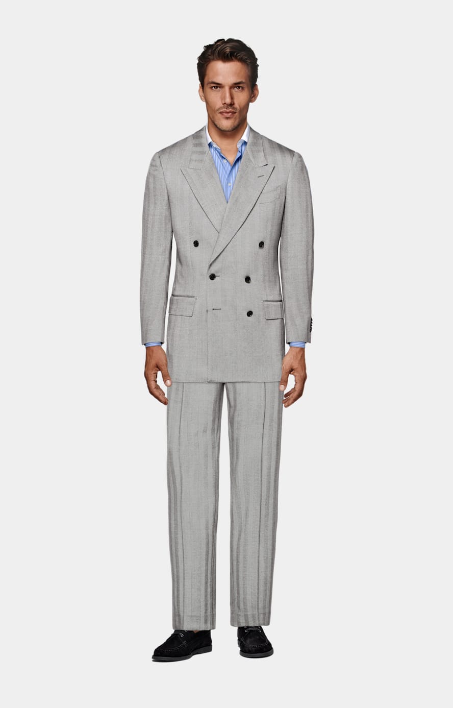 Costume Milano coupe Tailored gris à chevrons
