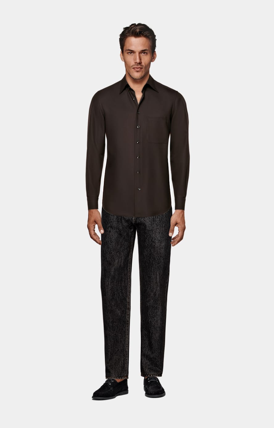 Dark Brown Relaxed Fit Shirt