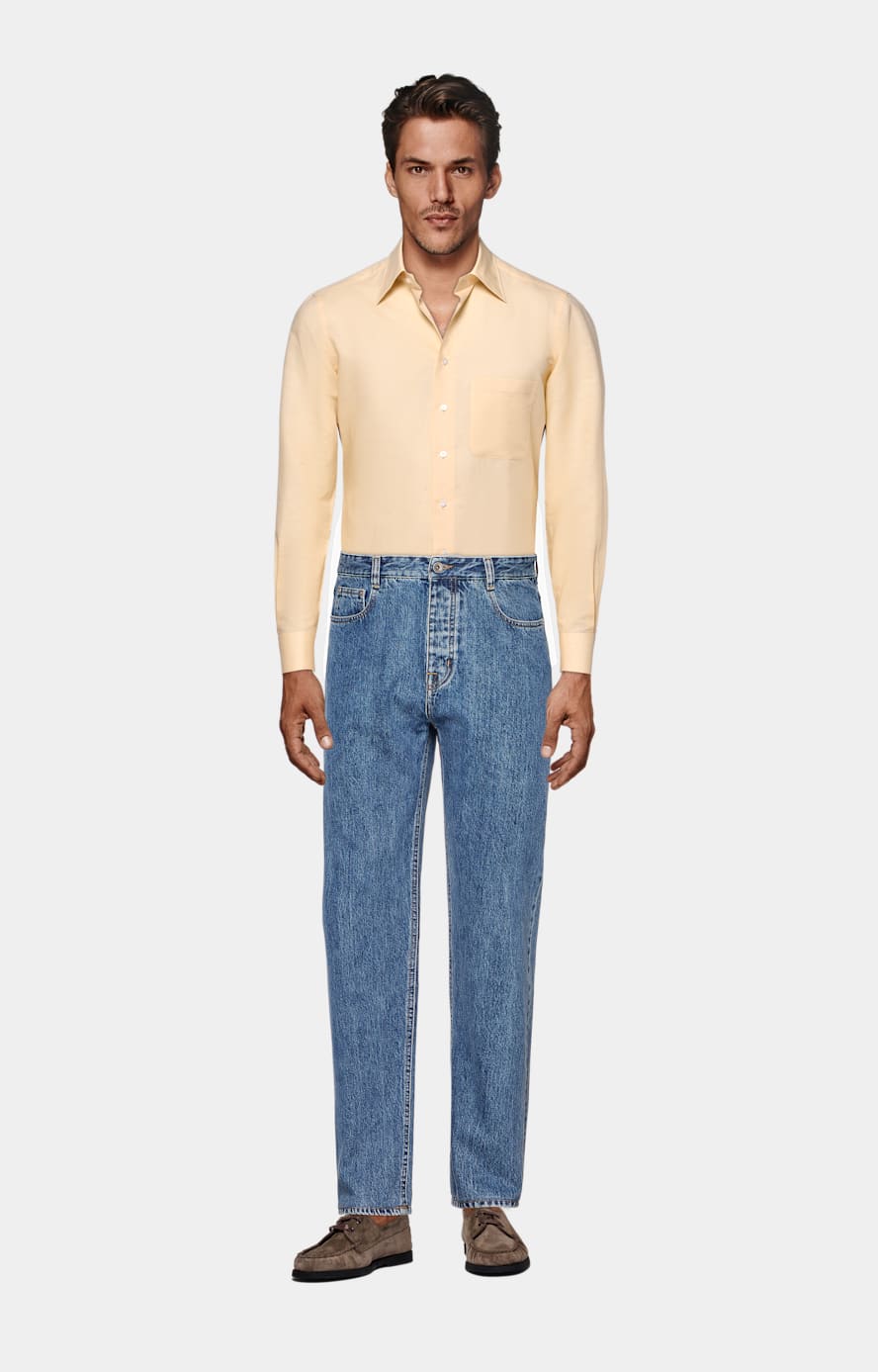 Mid Blue Straight Leg Jeans