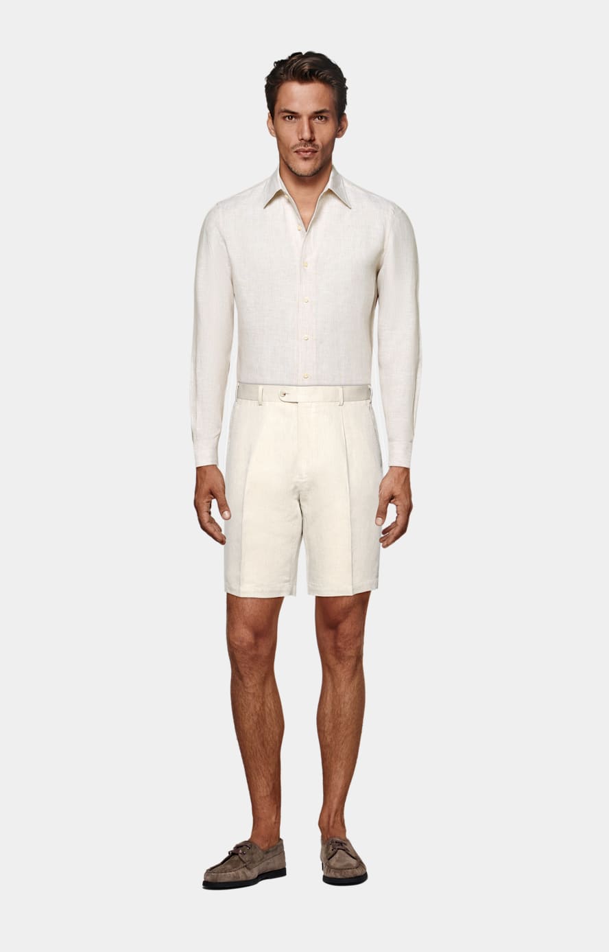 Sand Striped Tailored Fit Shirt