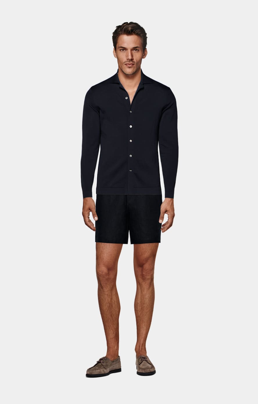 Navy Long Sleeve Polo Cardigan