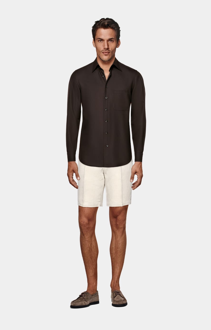 Hemd dunkelbraun Relaxed Fit