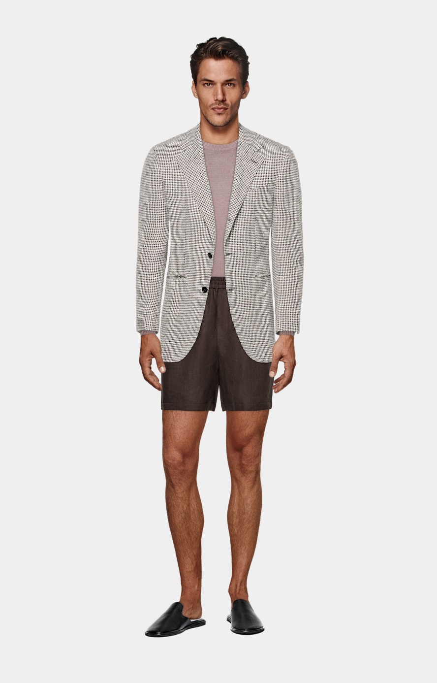 Mid Brown Checked Relaxed Fit Roma Blazer
