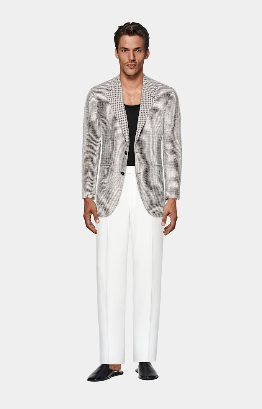 Mid Brown Checked Relaxed Fit Roma Blazer