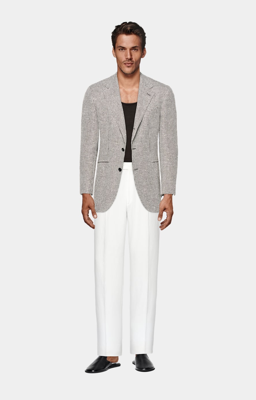 Mid Brown Checked Relaxed Fit Roma Blazer