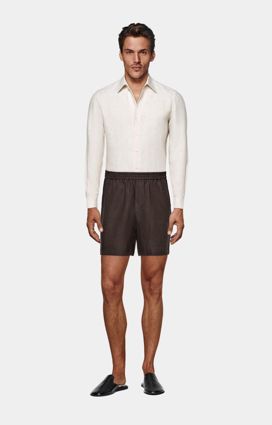 Sand Striped Tailored Fit Shirt