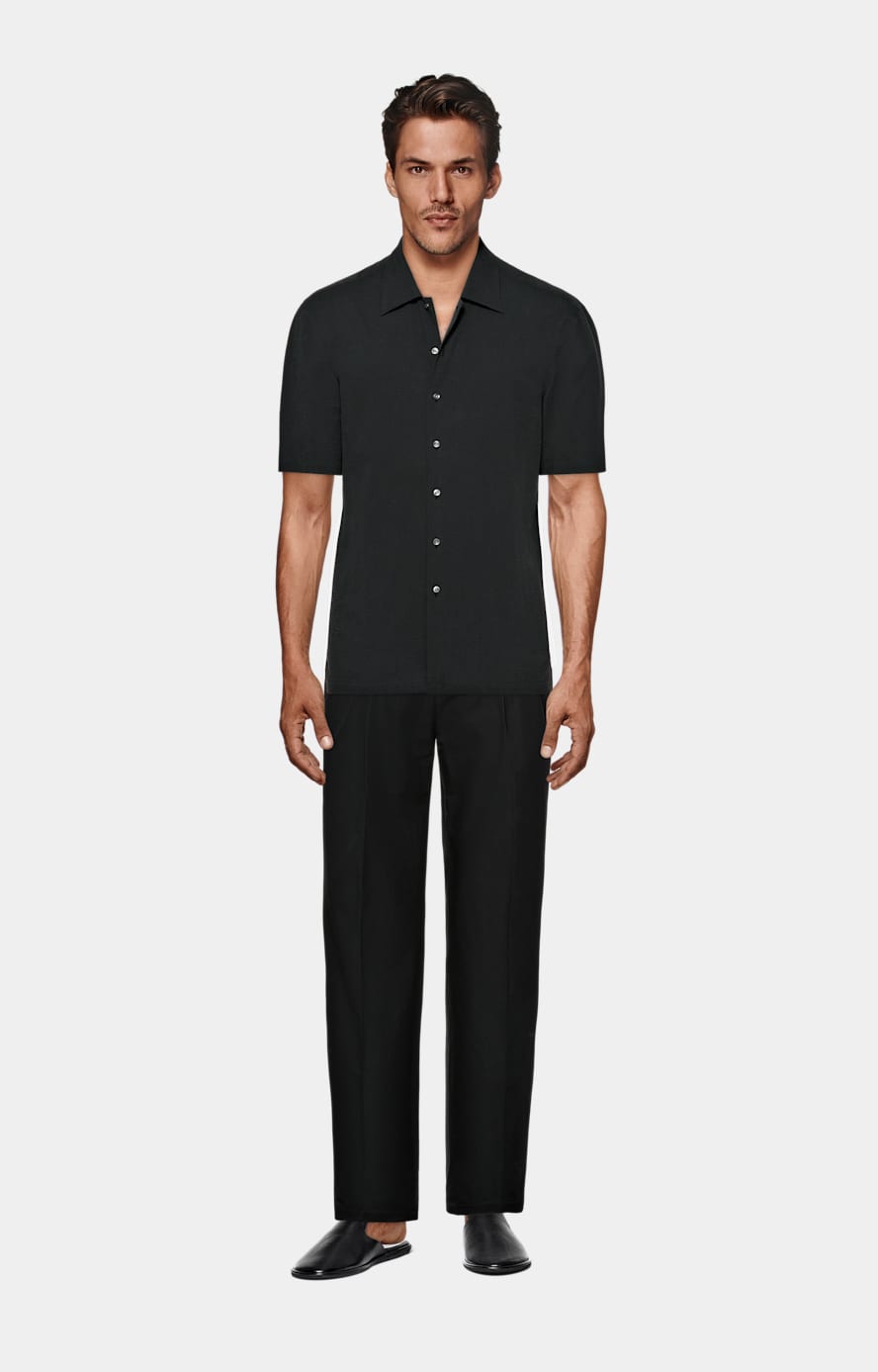 Black Wide Leg Straight Chinos