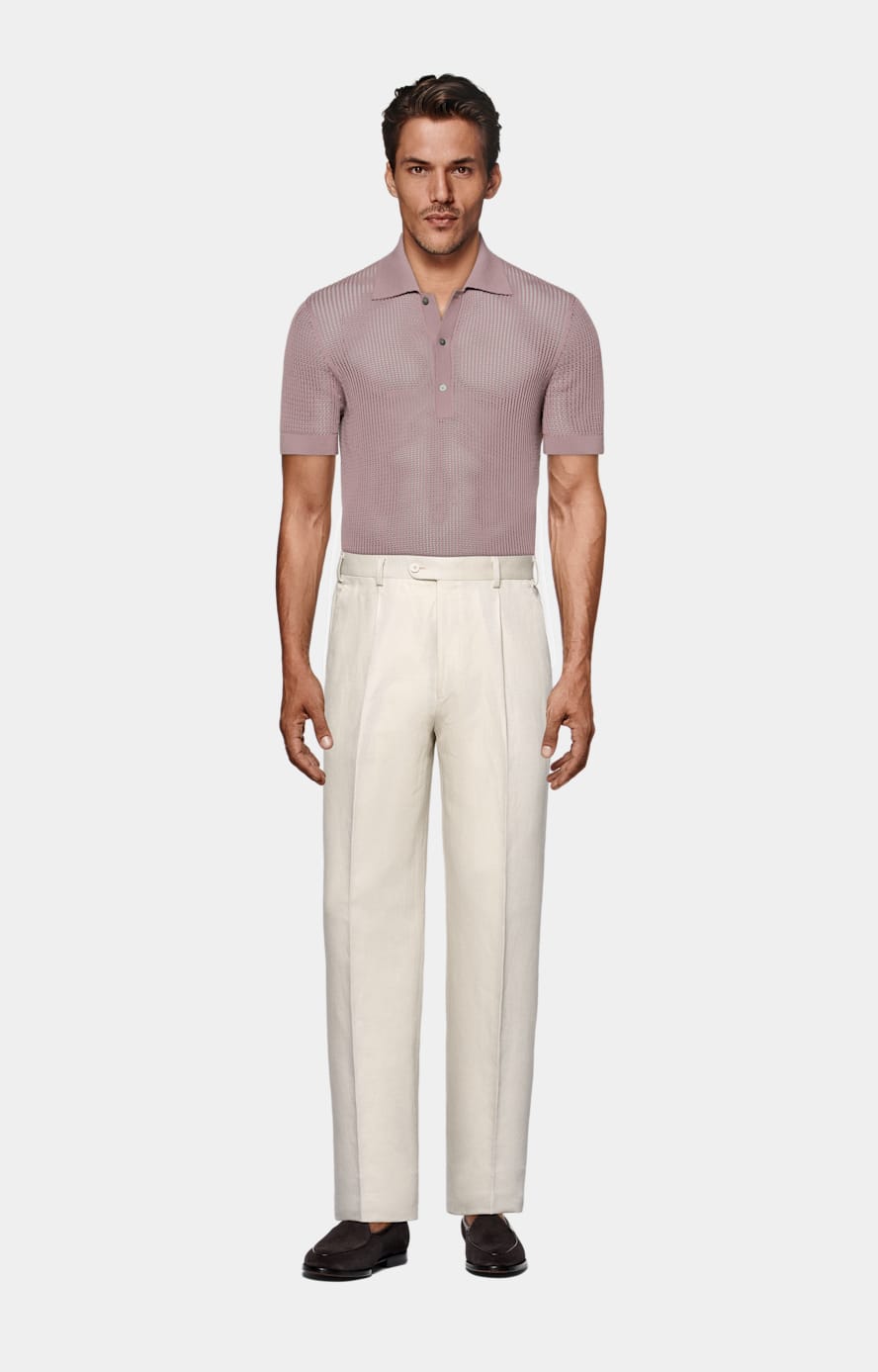 Crochet-Poloshirt purpur