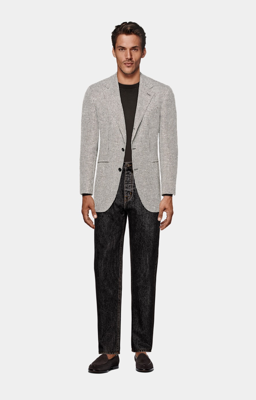 Mid Brown Checked Relaxed Fit Roma Blazer