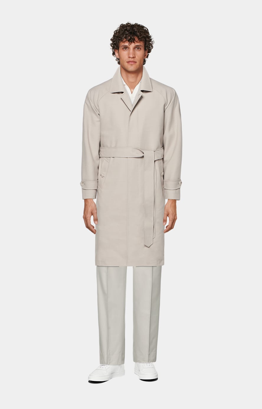 Taupe Belted Overcoat