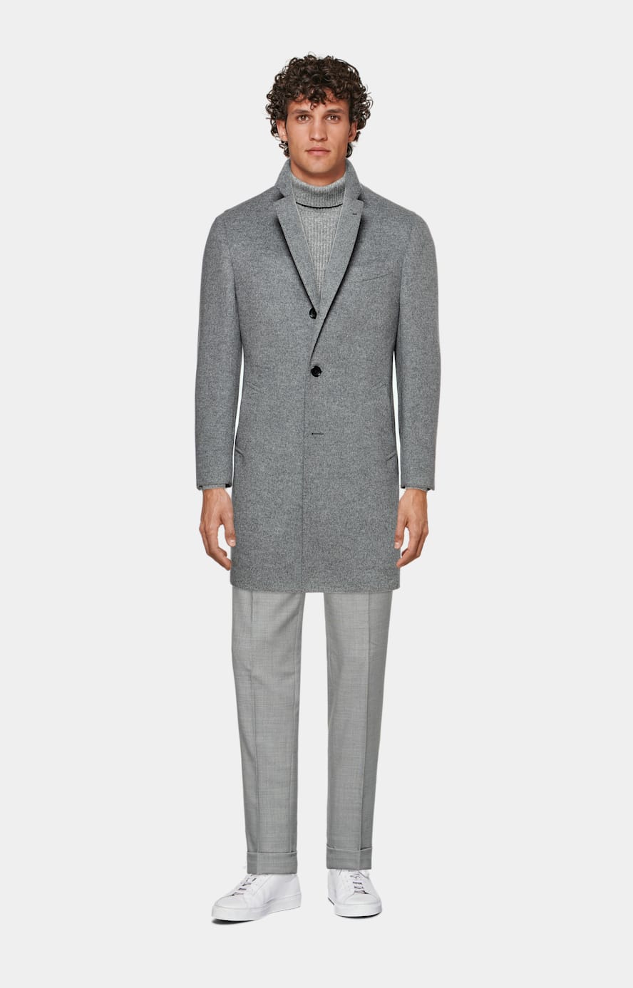 Light Grey Overcoat in Pure Wool | SUITSUPPLY The Netherlands