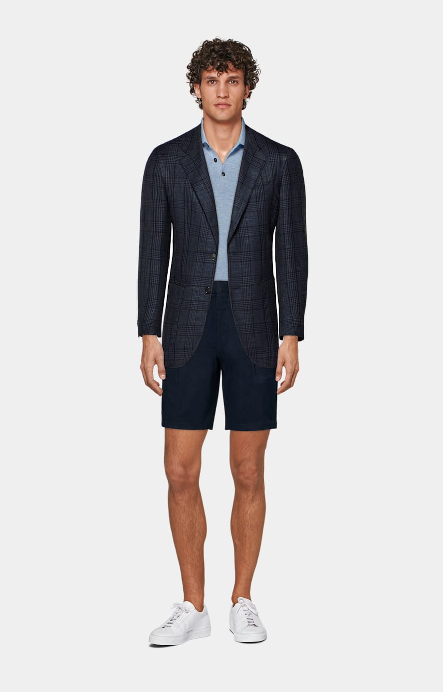 Firenze marinblå plisserade shorts