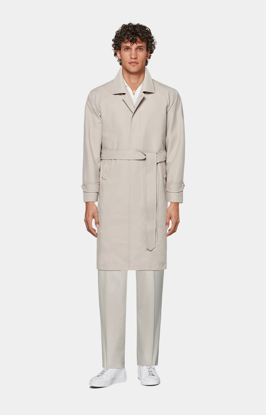 Taupe Belted Overcoat