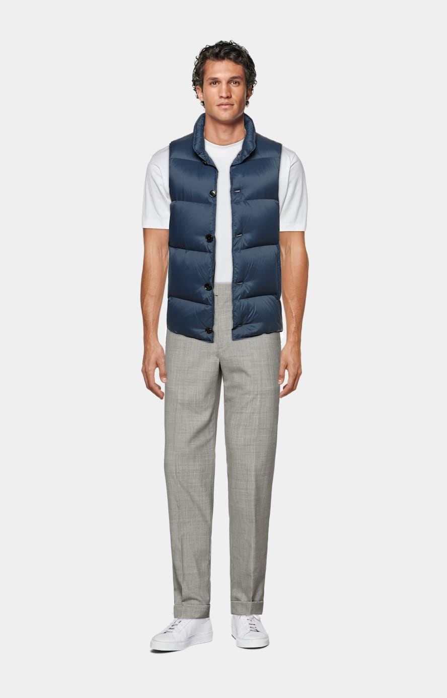 Daunenweste mittelblau aus Technischer Stoff | SUITSUPPLY Deutschland