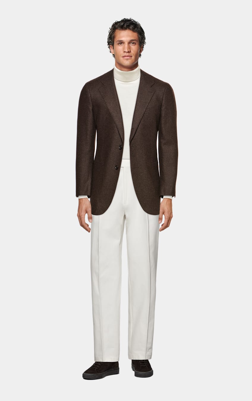 White turtleneck and blazer hot sale