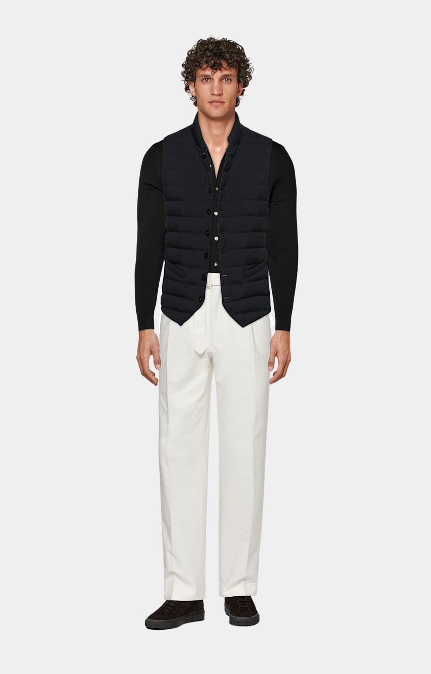 Off-White Wide Leg Tapered Trousers