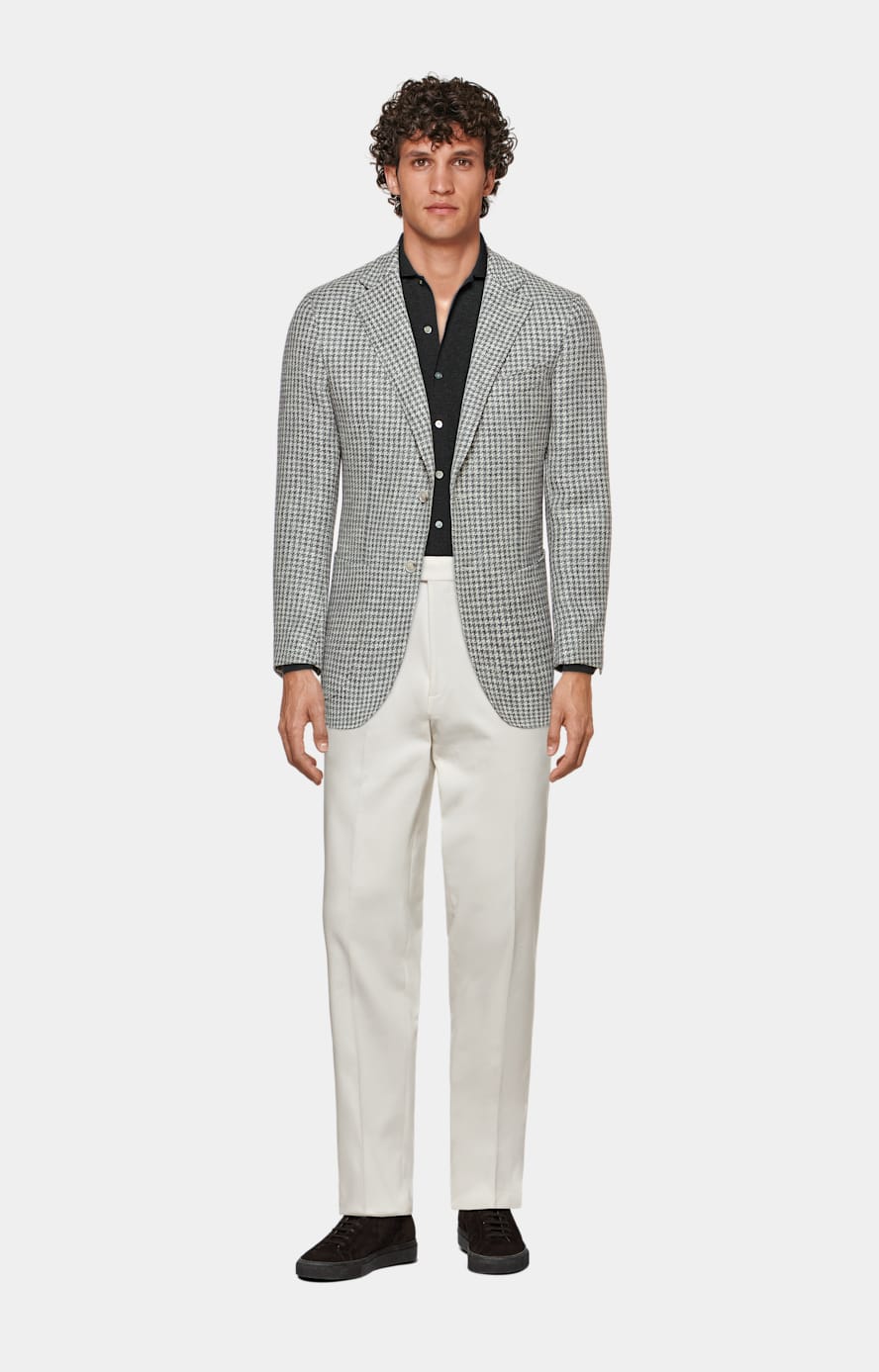 Mid Grey Houndstooth Tailored Fit Havana Blazer