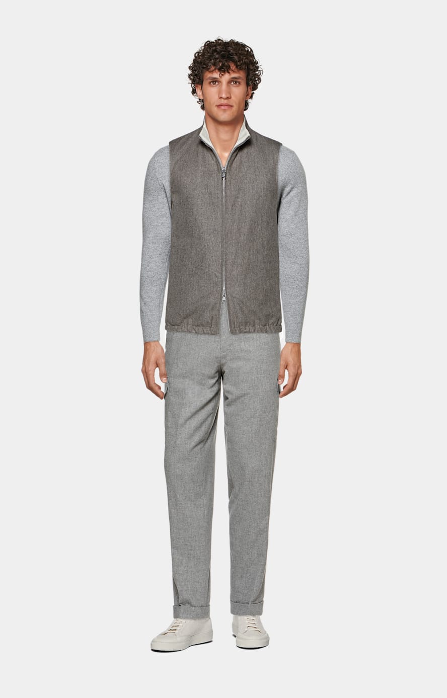 Grey Long Sleeve Polo Cardigan