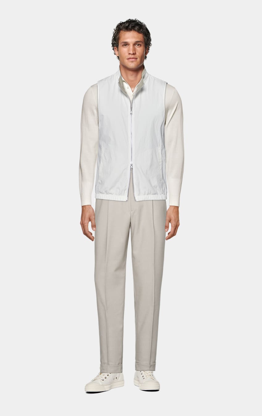 Off White Long Sleeve Polo Shirt