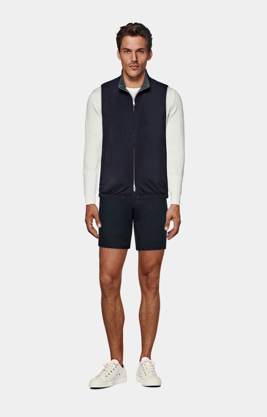 Navy Reversible Light Padded Zip Vest