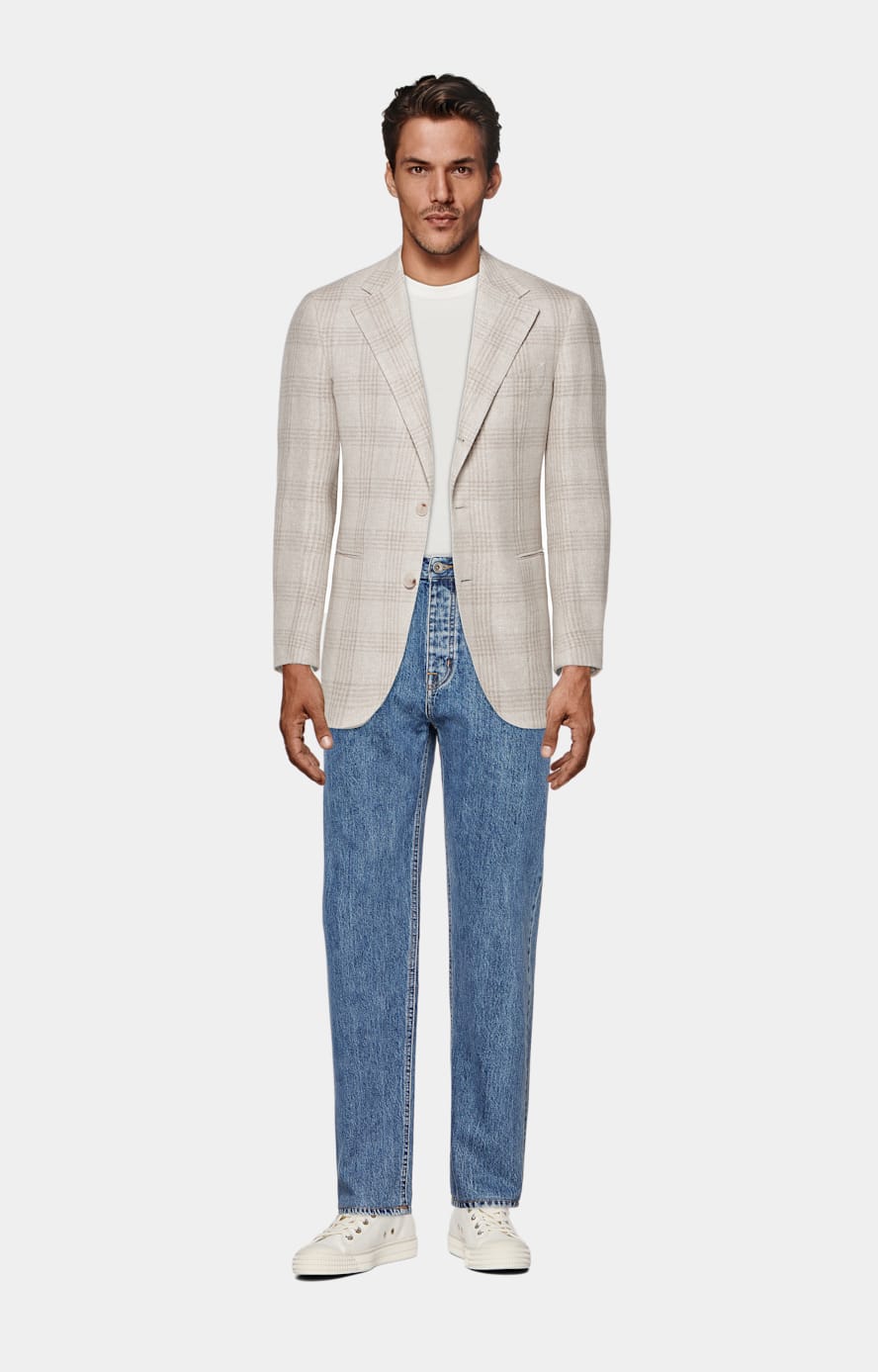 Roma Sakko helltaupe kariert Relaxed Fit