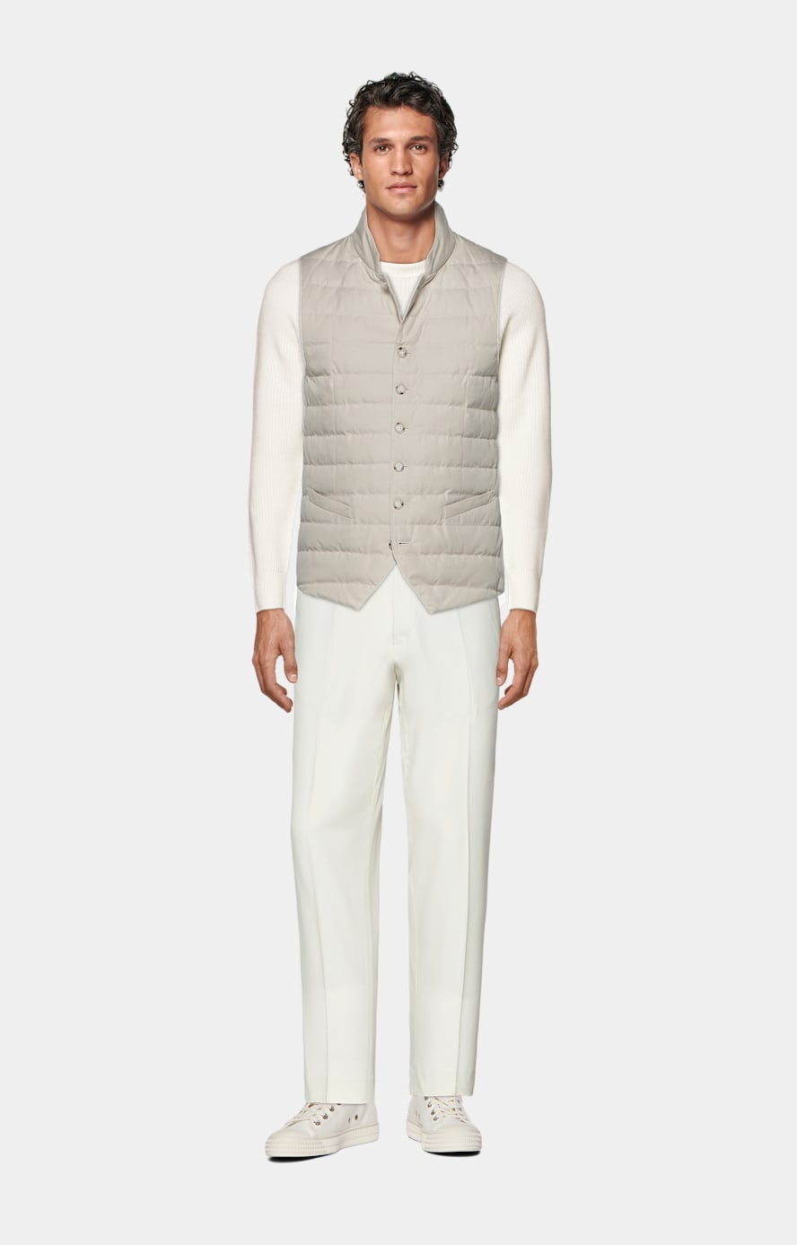 Doudoune sans manches sable Pur coton SUITSUPPLY France