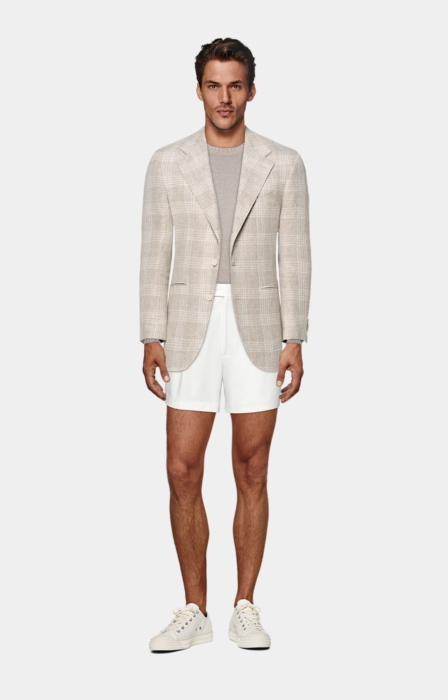 Giacca Roma color sabbia a quadri relaxed fit