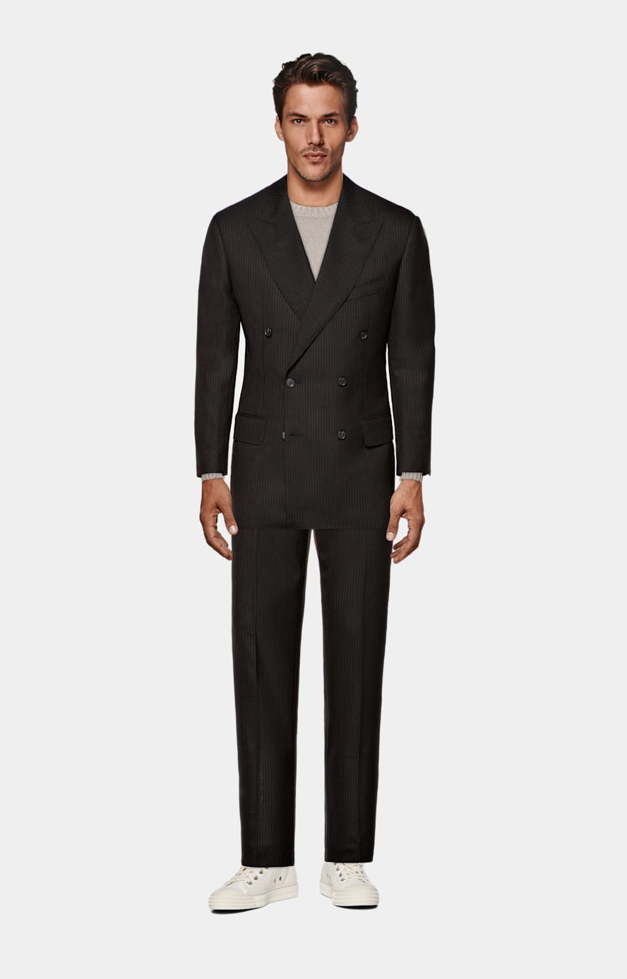 Black Striped Tailored Fit Milano Suit