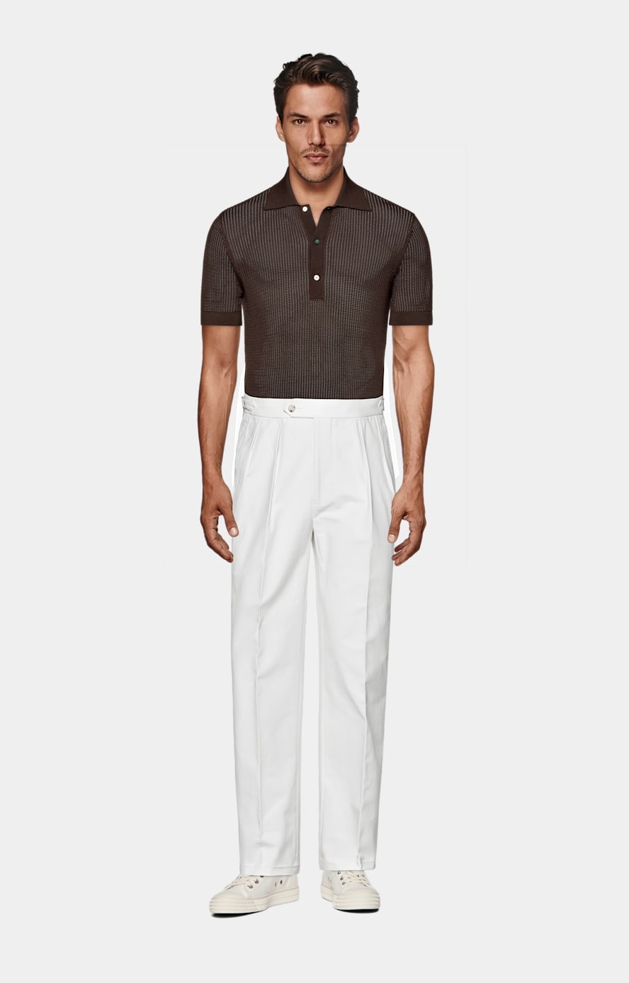 Mid Brown Crochet Polo