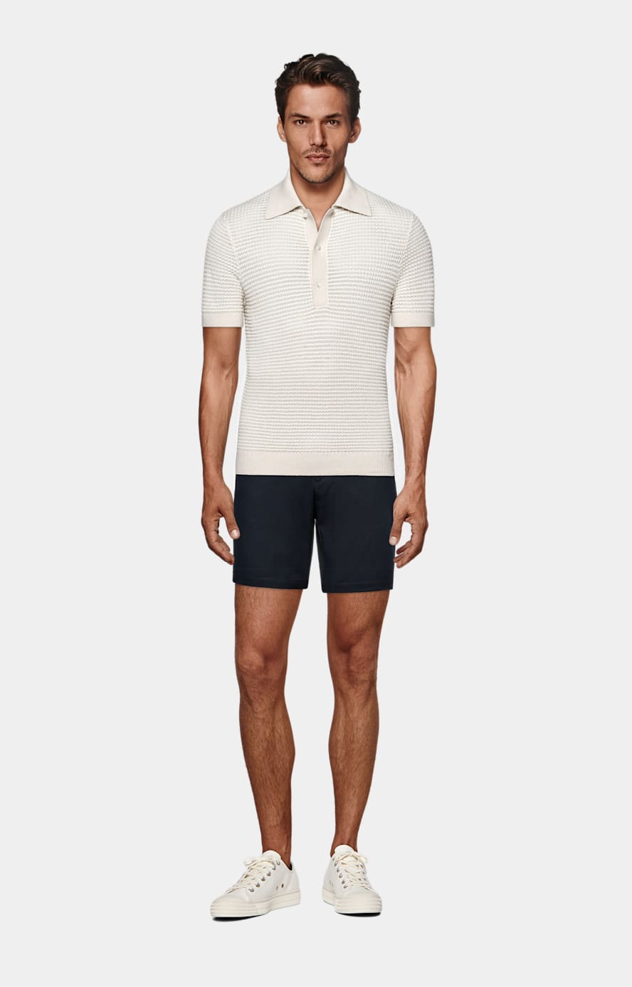 Poloshirt Crochet hellgrau