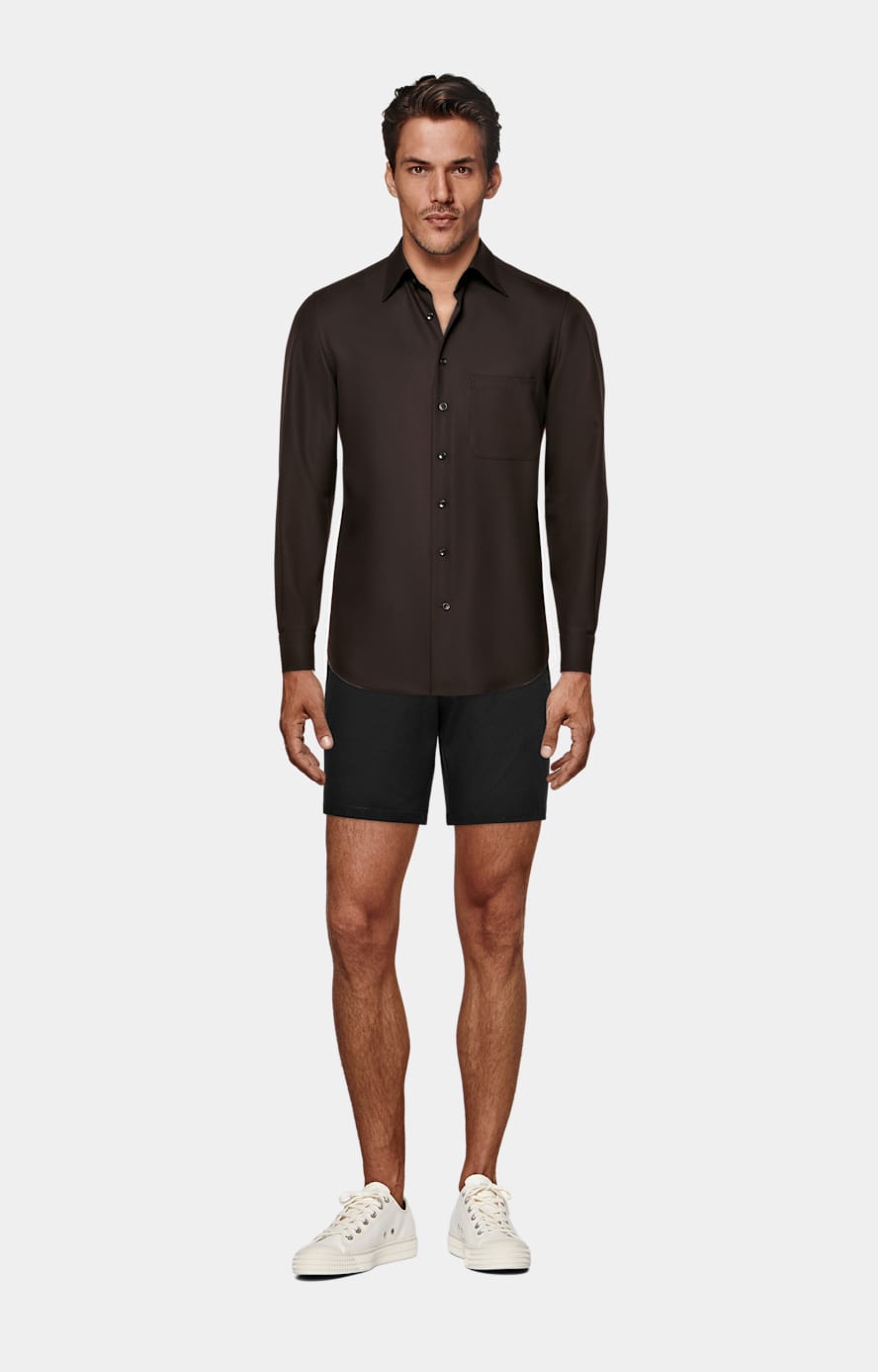 Hemd dunkelbraun Relaxed Fit
