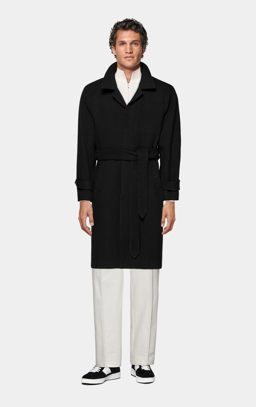Manteau ceinture 2025 noir