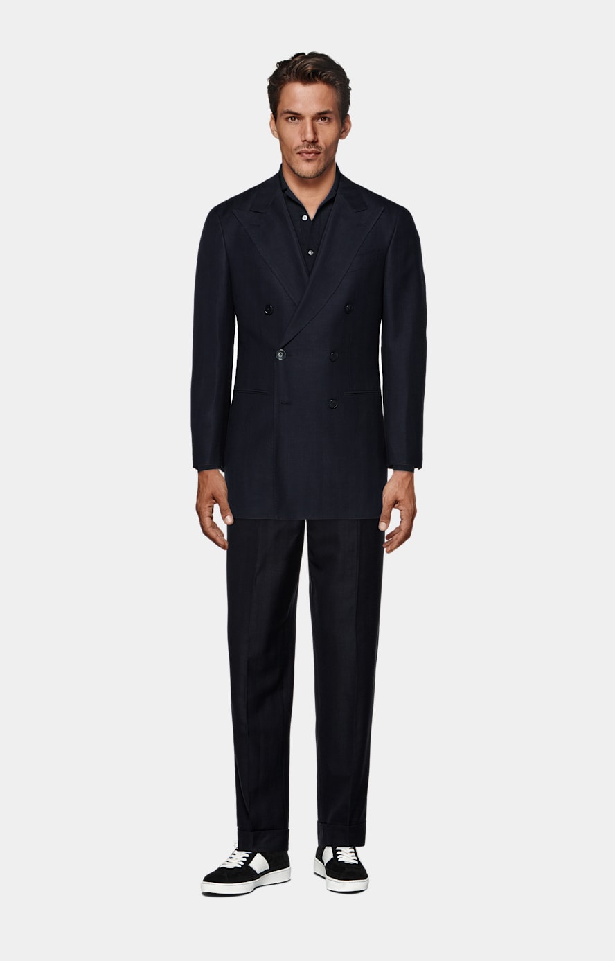 Navy Merino Long Sleeve Polo Cardigan