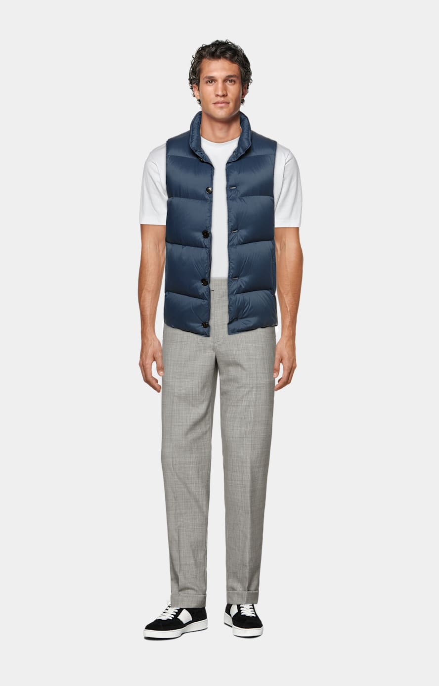 Daunenweste mittelblau aus Technischer Stoff | SUITSUPPLY Deutschland