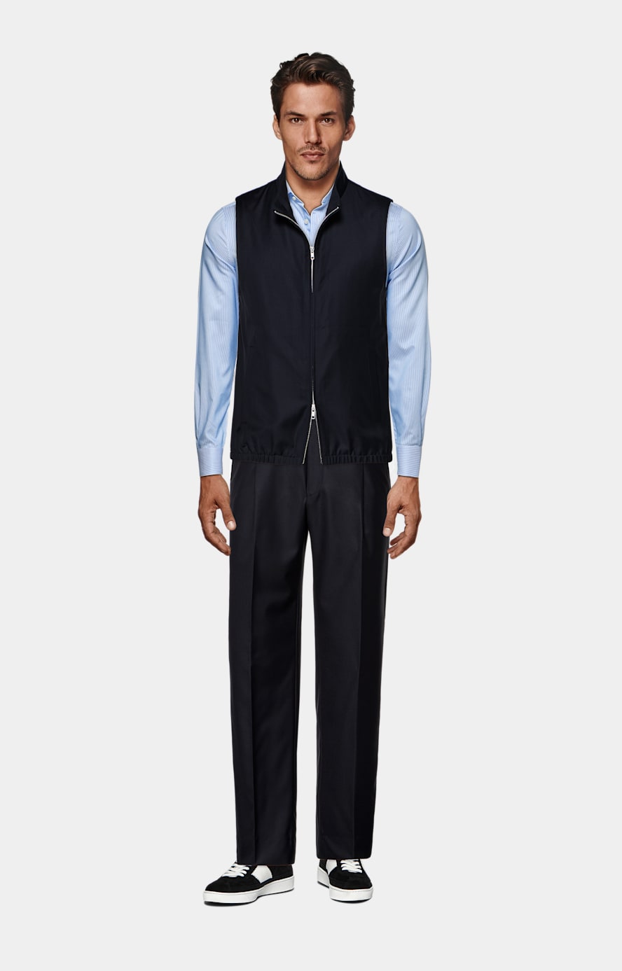 最旬トレンドパンツ S110's Pure in Vest Zip Navy Wool SUITSUPPLY | SUITSUPPLY | トップス