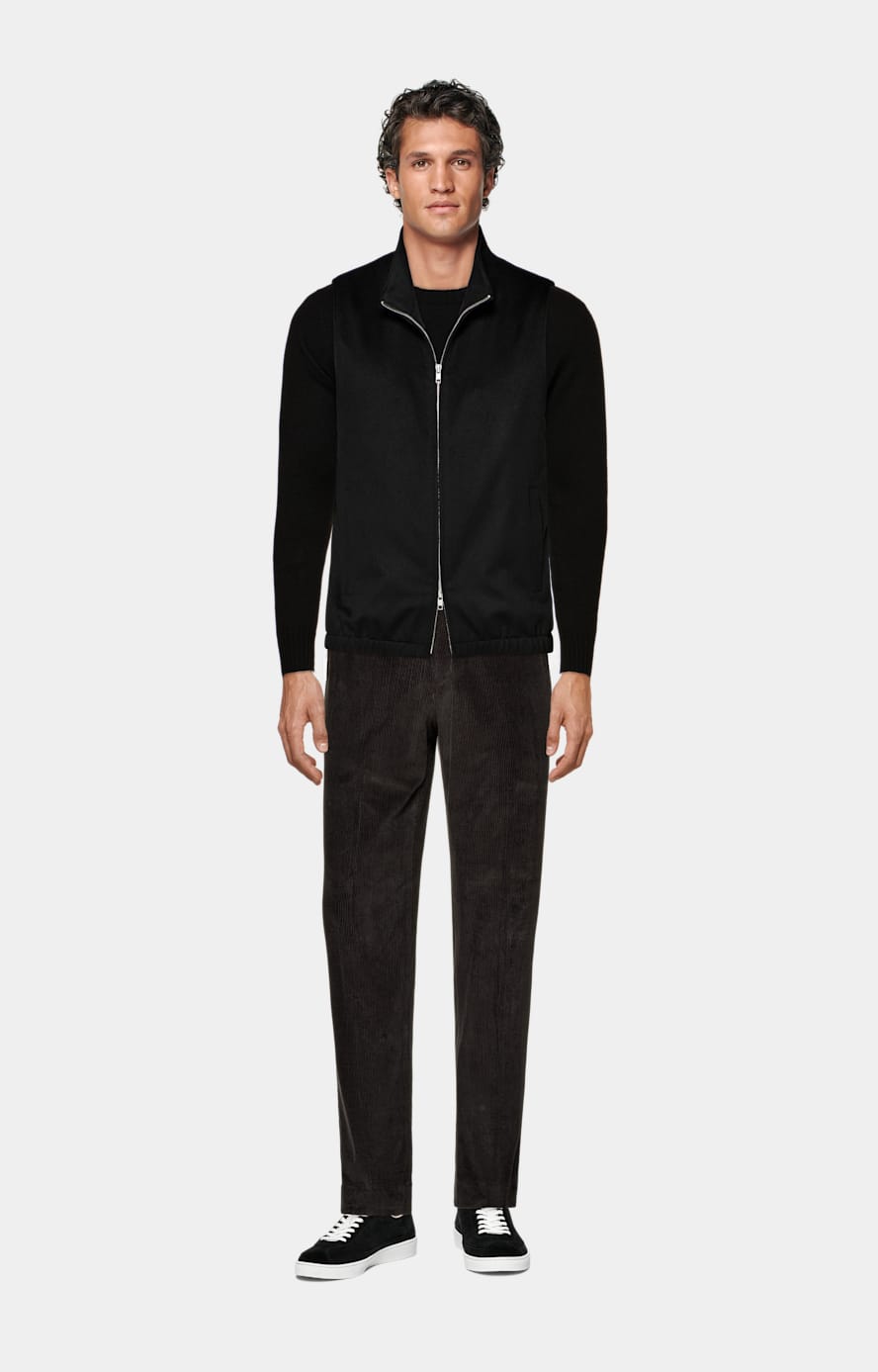 Dark Brown Straight Leg Pants in Pure Cotton Corduroy | SUITSUPPLY US
