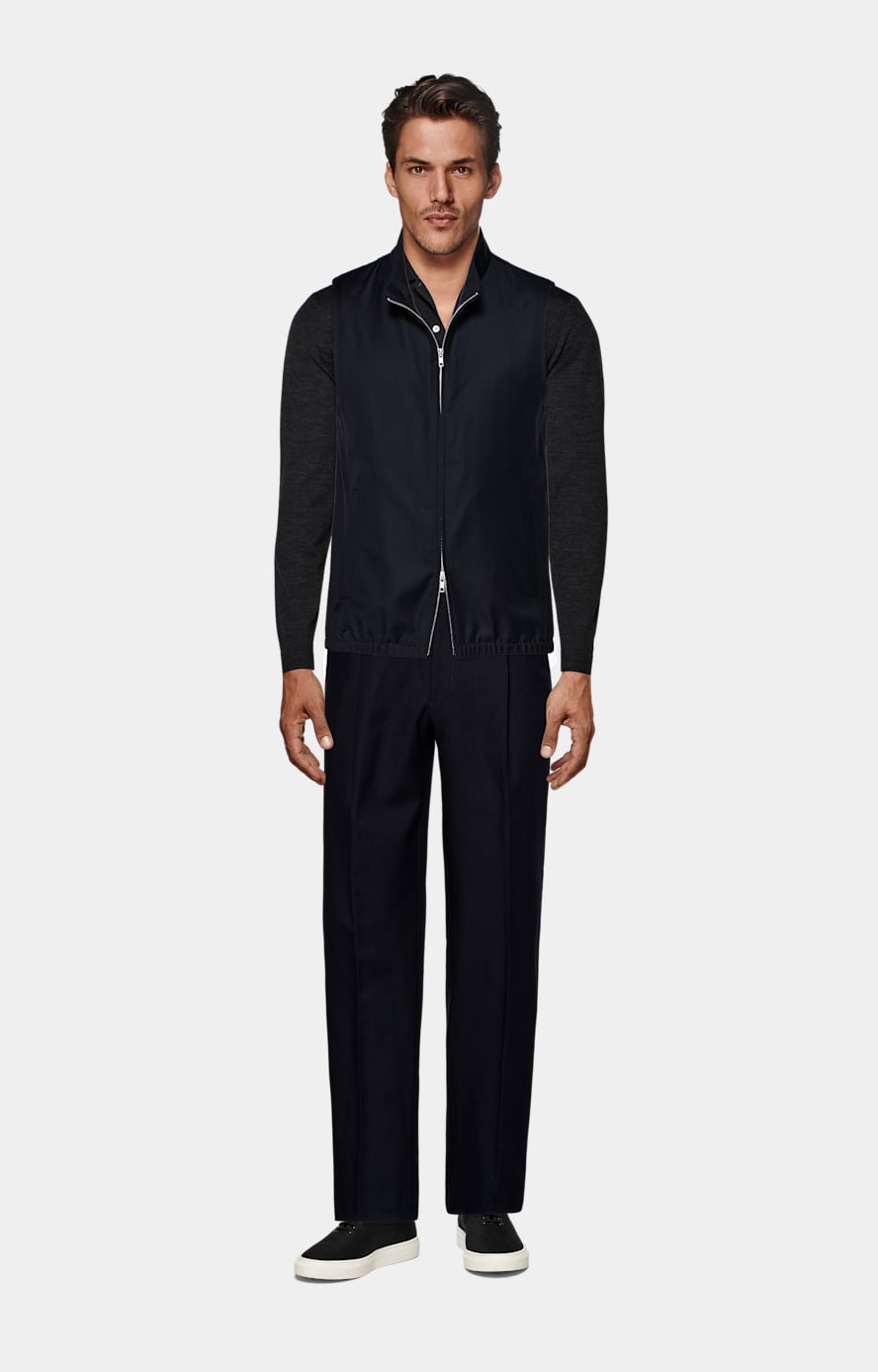Dark Grey Merino Long Sleeve Polo Cardigan