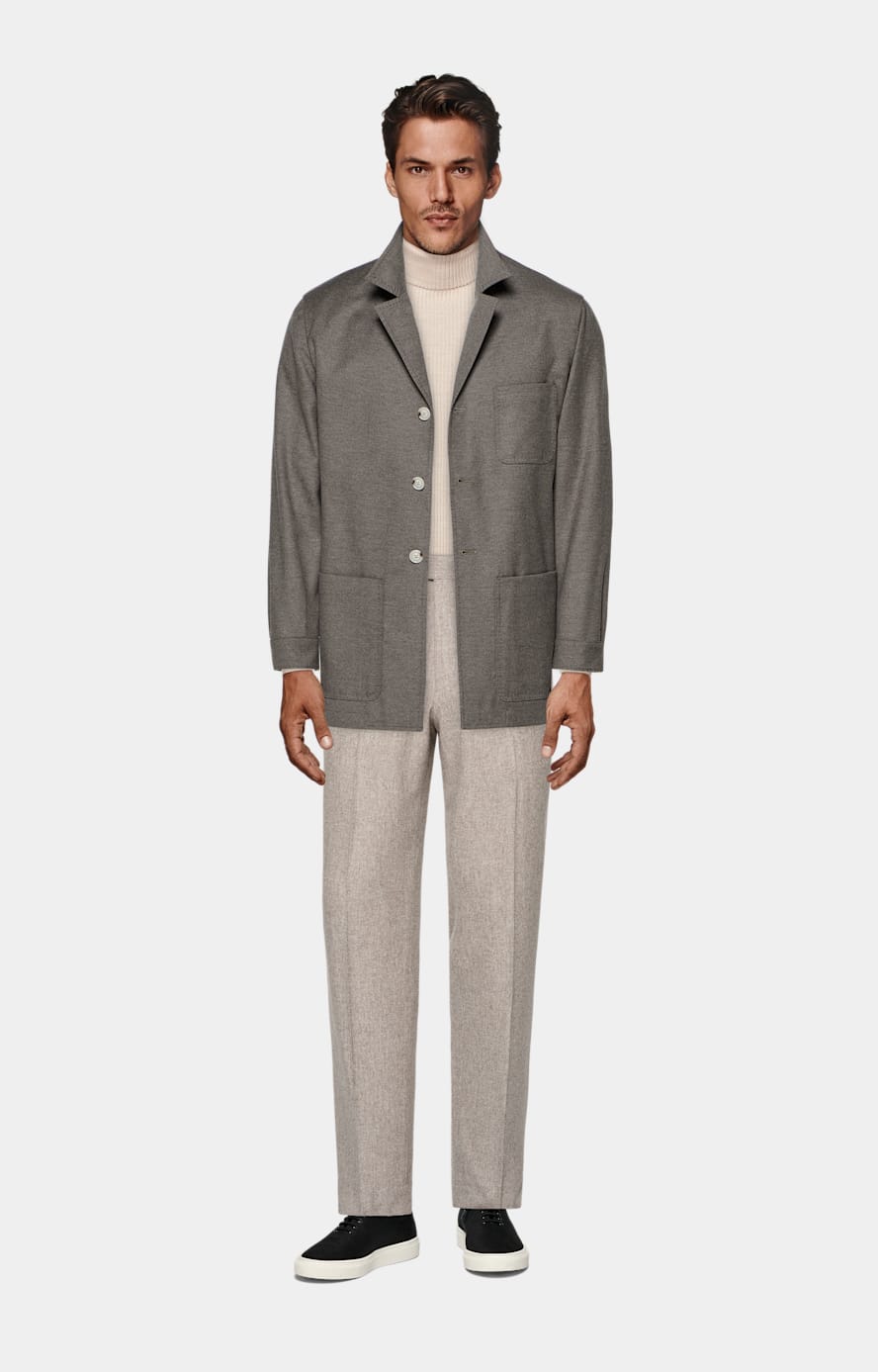 Taupe Straight Leg Trousers