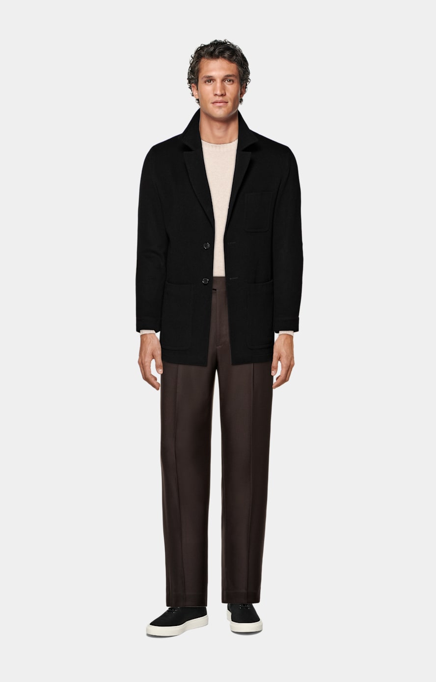 Veste chemise coupe Relaxed noire en Pure laine SUITSUPPLY Belgique