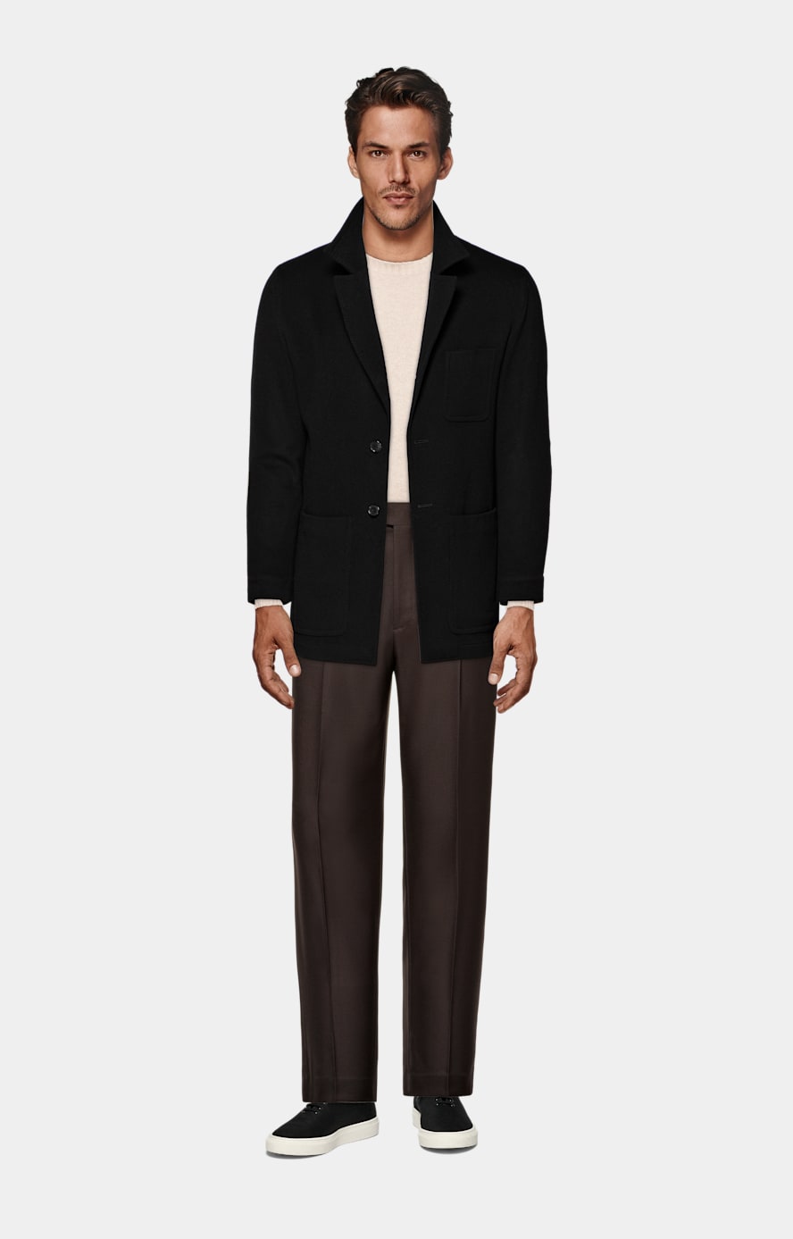 Black Relaxed Fit Shirt-Jacket