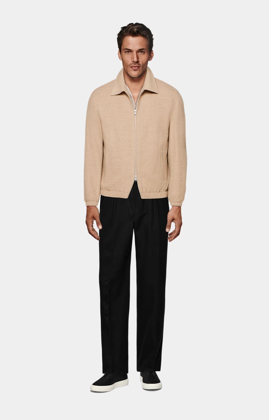 Sand Merino Long Sleeve Polo Cardigan