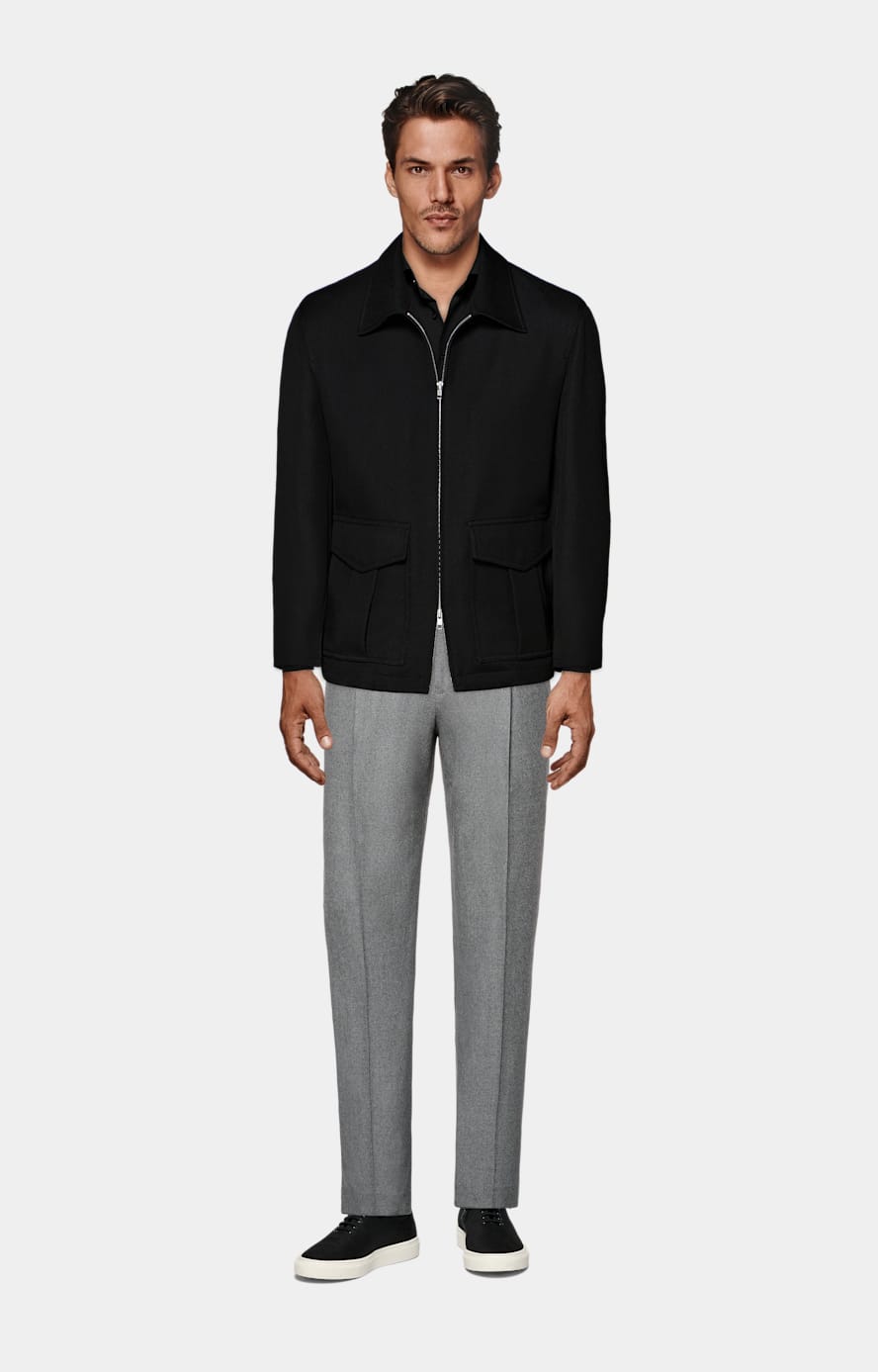 Mid Grey Wide Leg Straight Trousers