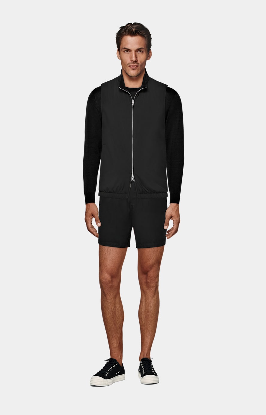 Black Reversible Light Padded Zip Vest
