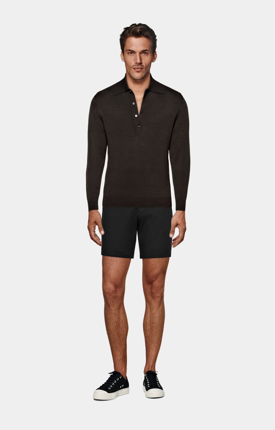 Dark Brown Long Sleeve Polo