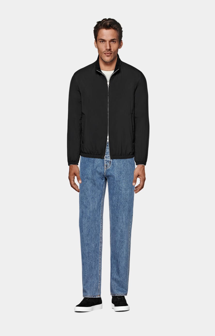 Black Reversible Bomber Jacket